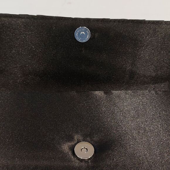 Jessica McClintock Black Pleated Shoulder/Clutch Evening Baguette Bag - Picture 8 of 10